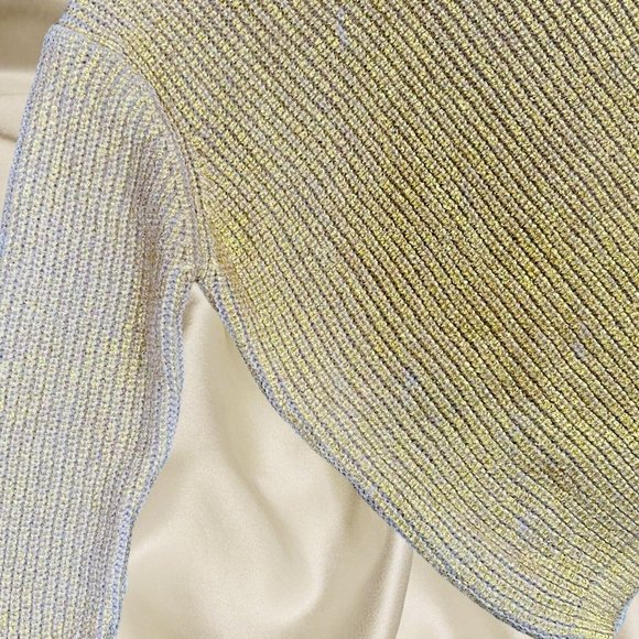 Women Pullover Sweater Gold Foil Knit Size XL Crew Neck Mid Length 1 - Picture 10 of 15